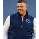 Mike Vrabel New England Patriots 2025 “T STRONG” Sideline Team Logo Full-Zip Navy Vest