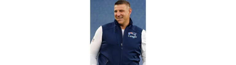 Mike Vrabel New England Patriots 2025 “T STRONG” Sideline Team Logo Full-Zip Navy Vest